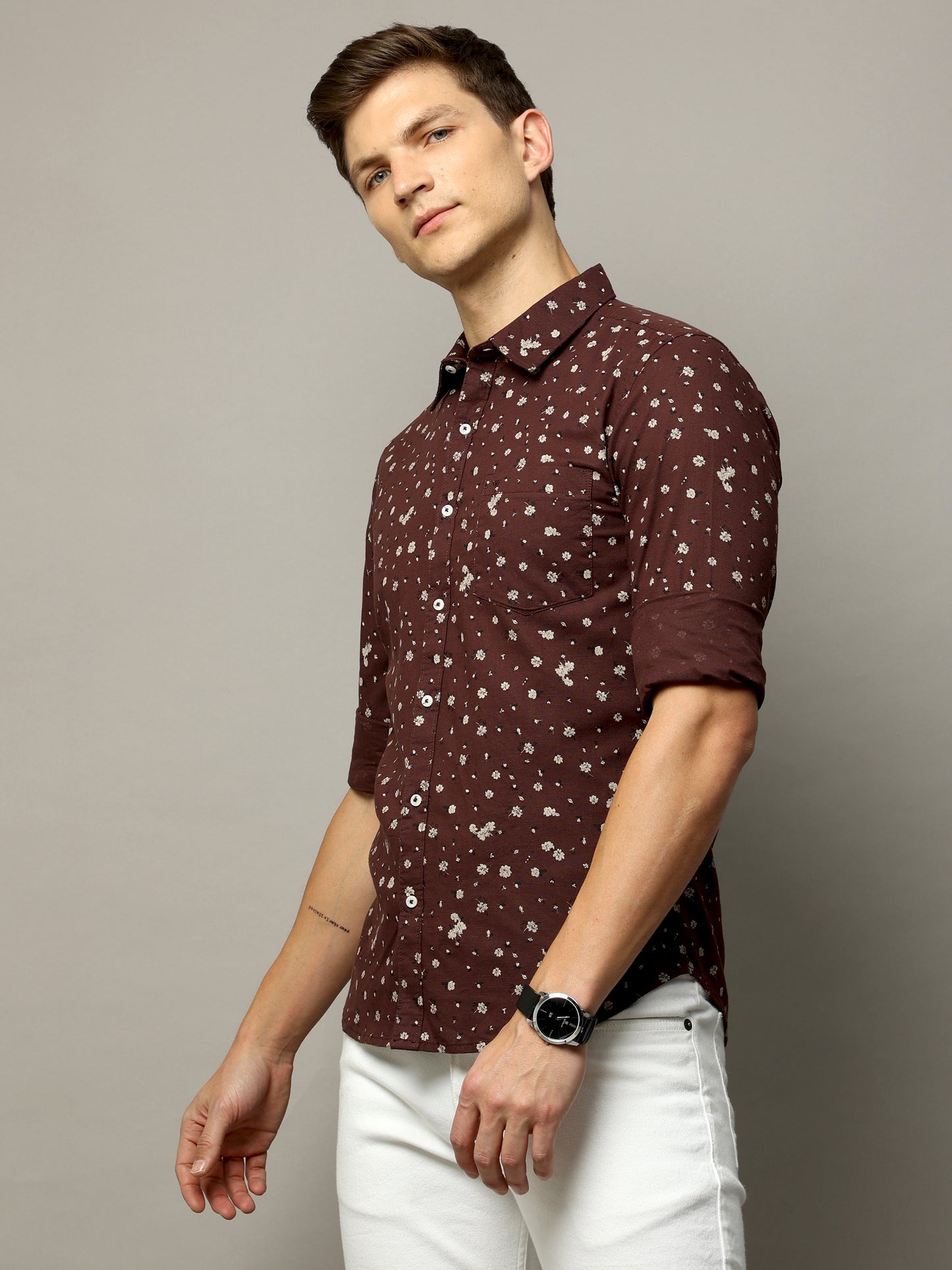 Linpri Brown Paisley Print Shirt
