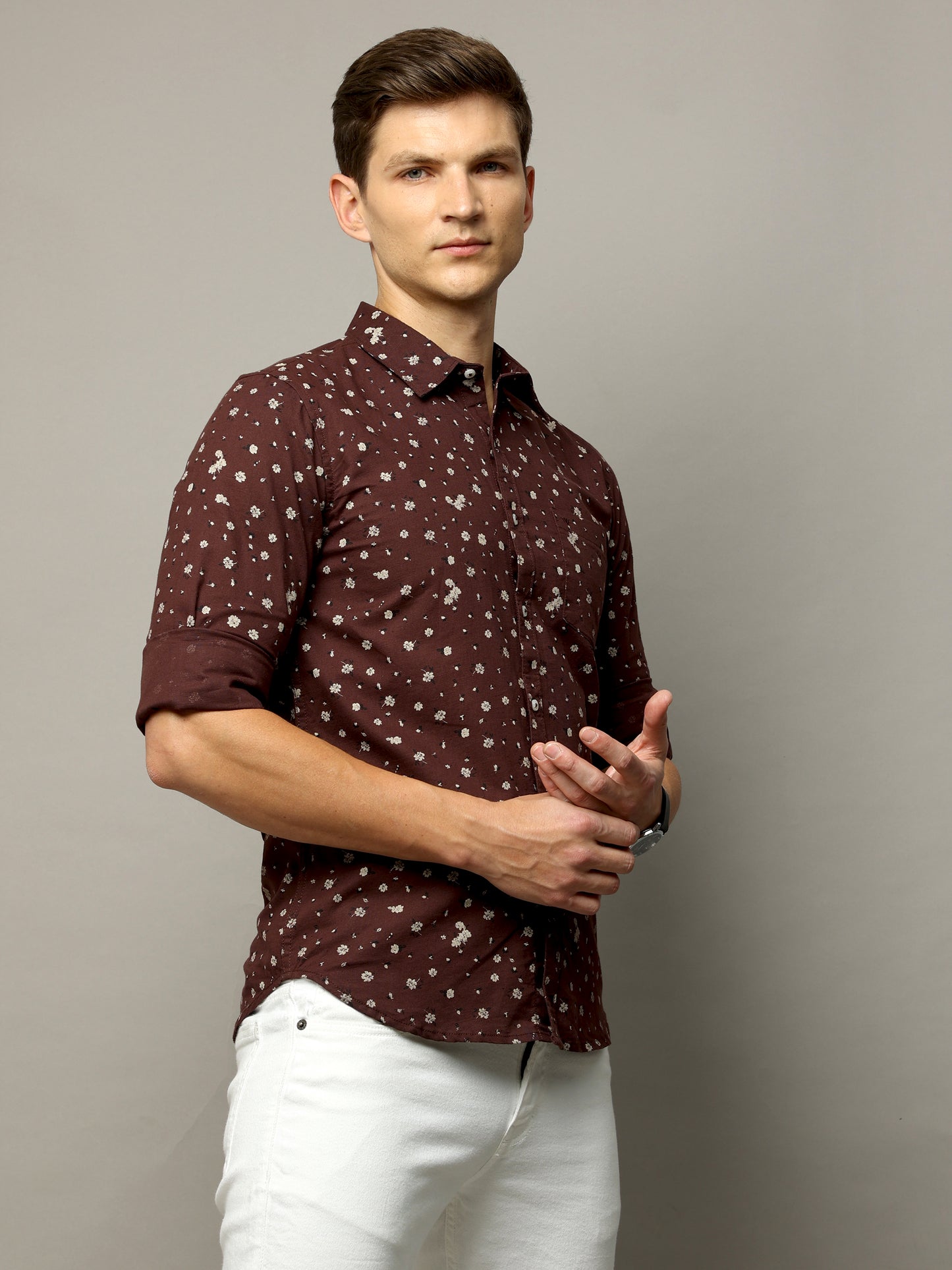 Linpri Brown Paisley Print Shirt