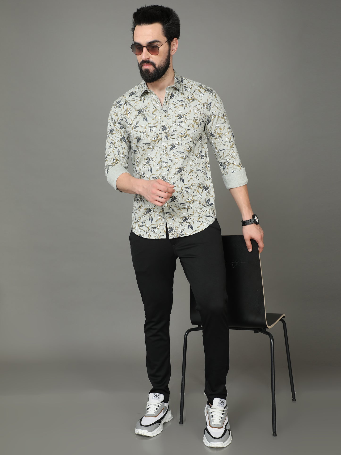 Skoda01 Mustard Floral Print Shirt