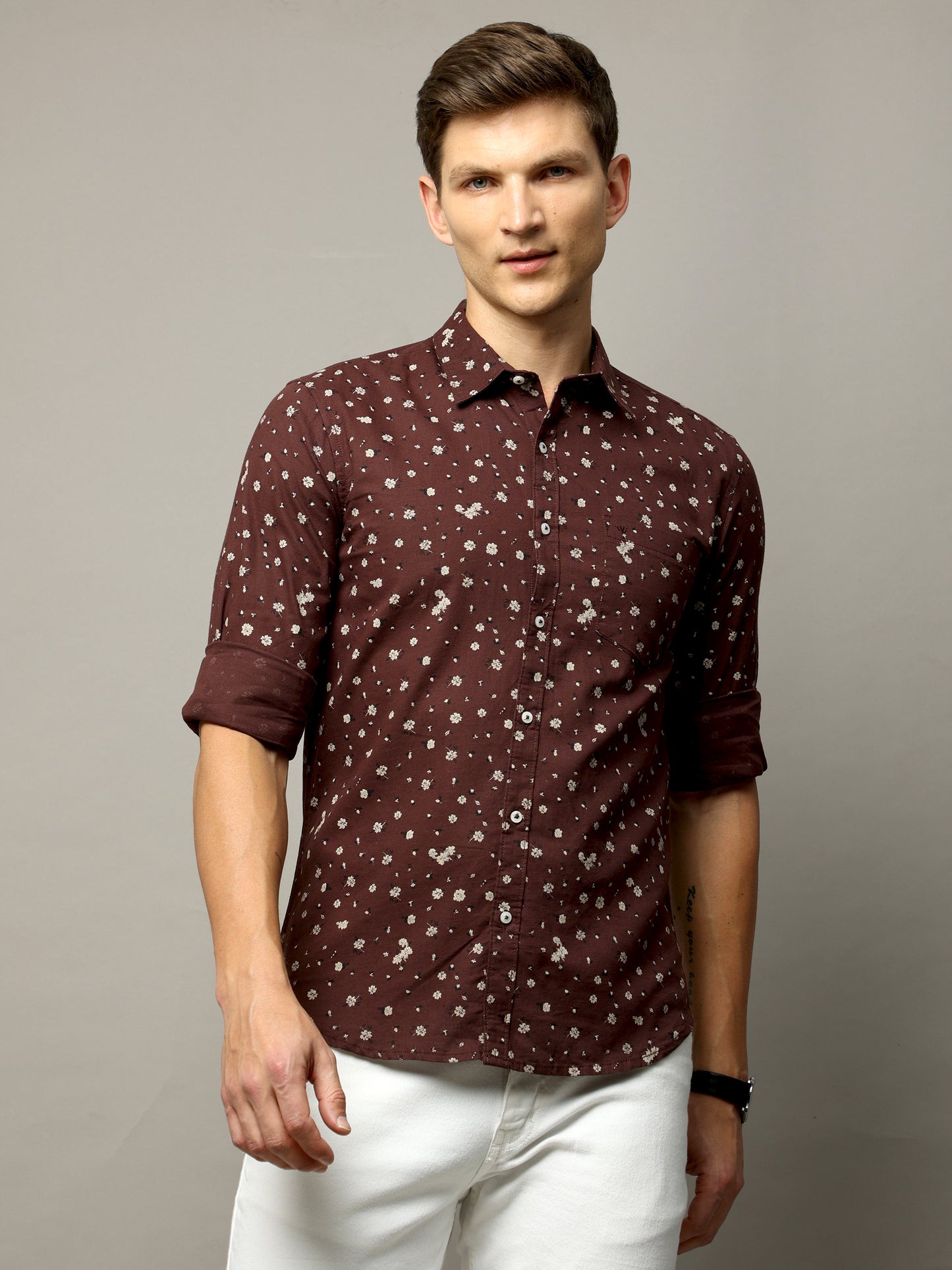 Linpri Brown Paisley Print Shirt