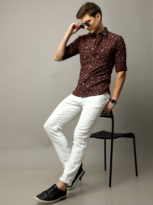 Linpri Brown Paisley Print Shirt