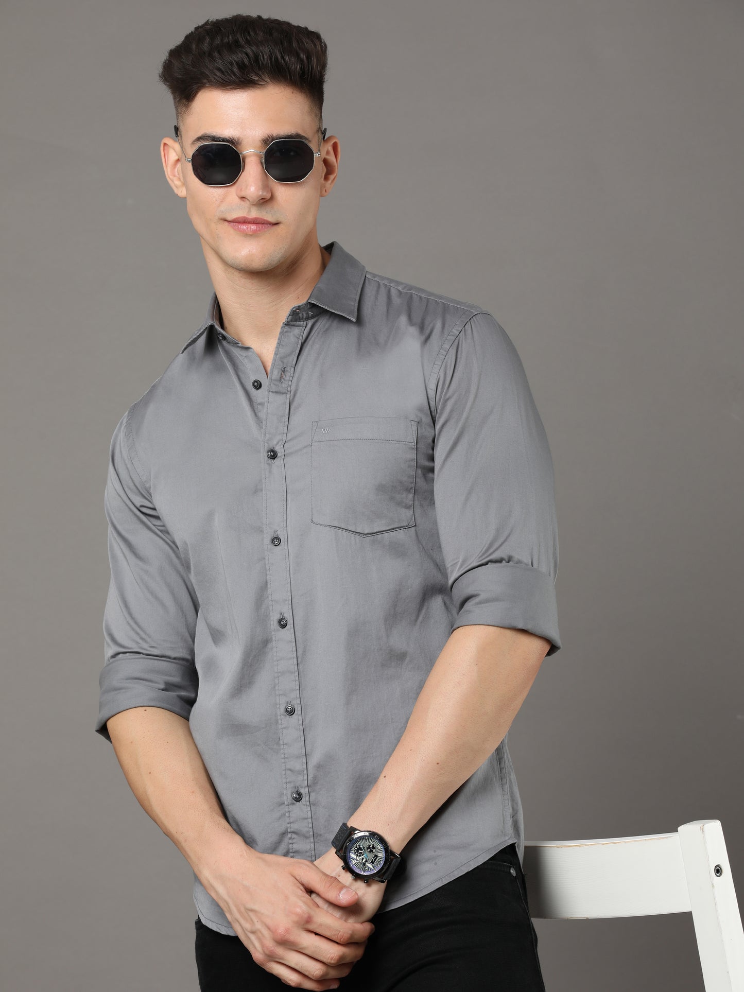 Dolo Grey Plain Shirt