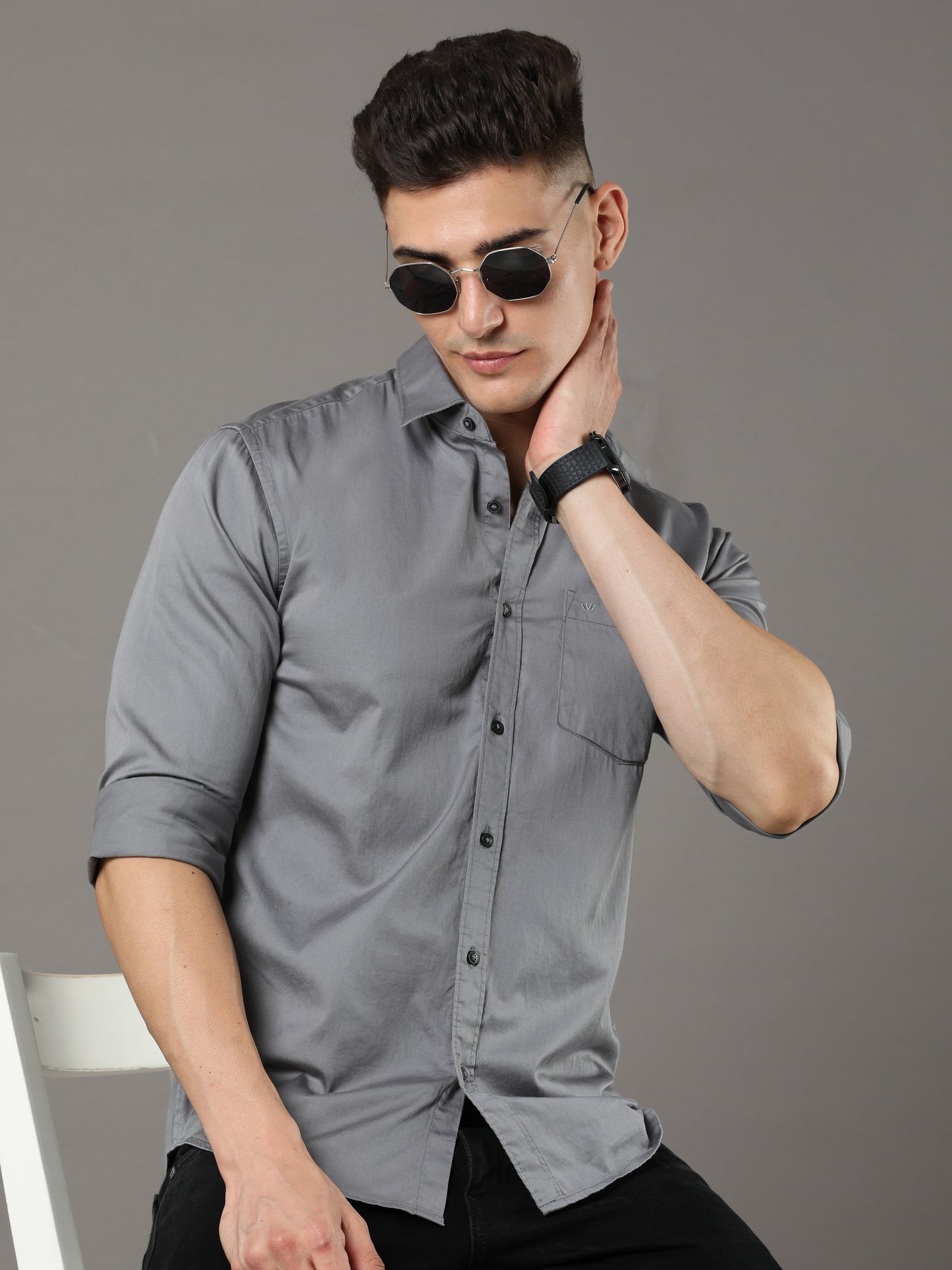 Dolo Grey Plain Shirt