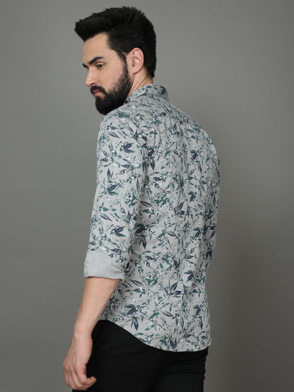 Skoda01 Green Floral Print Shirt
