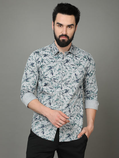 Skoda01 Green Floral Print Shirt