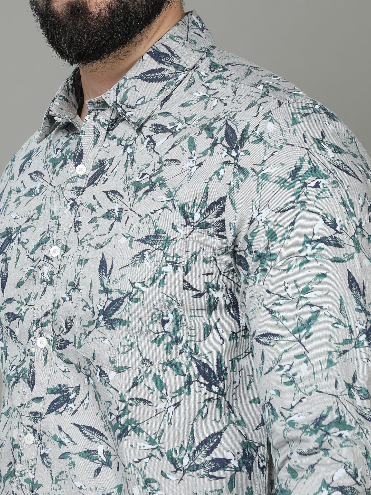 Skoda01 Green Floral Print Shirt