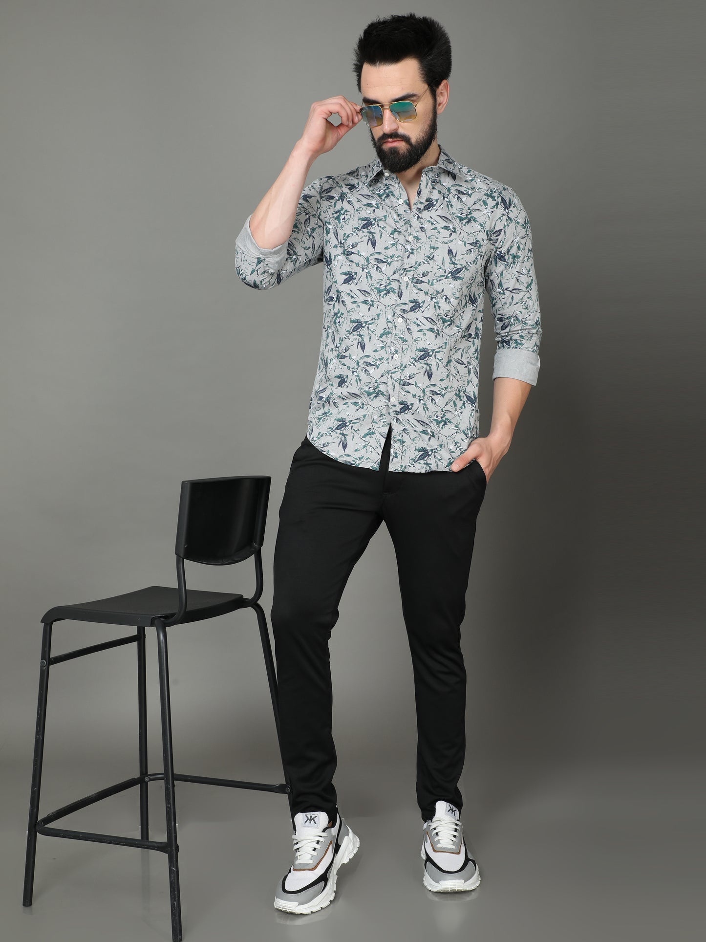 Skoda01 Green Floral Print Shirt
