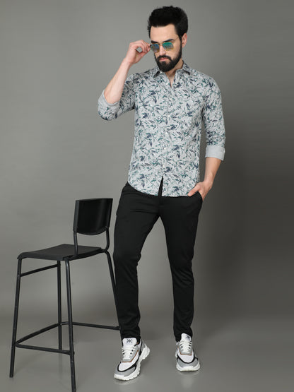 Skoda01 Green Floral Print Shirt