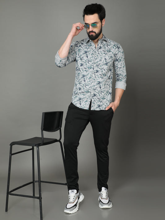Skoda01 Green Floral Print Shirt