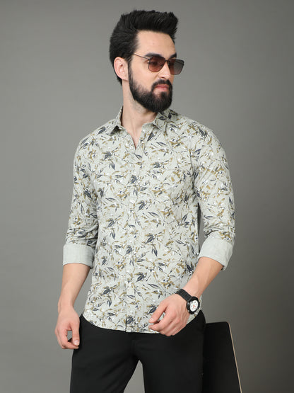 Skoda01 Mustard Floral Print Shirt