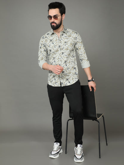 Skoda01 Mustard Floral Print Shirt