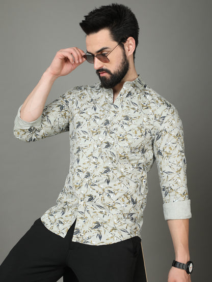 Skoda01 Mustard Floral Print Shirt