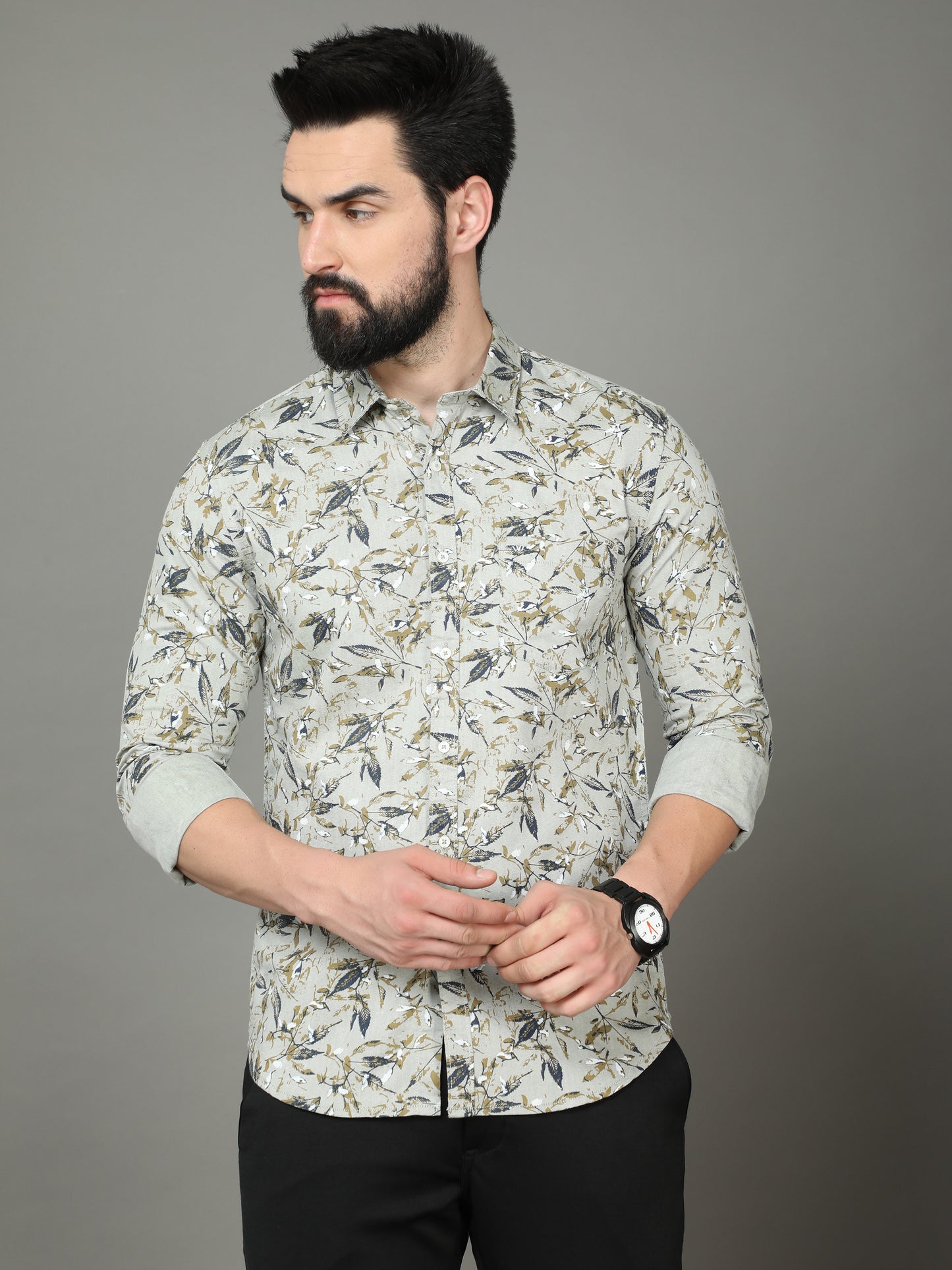 Skoda01 Mustard Floral Print Shirt