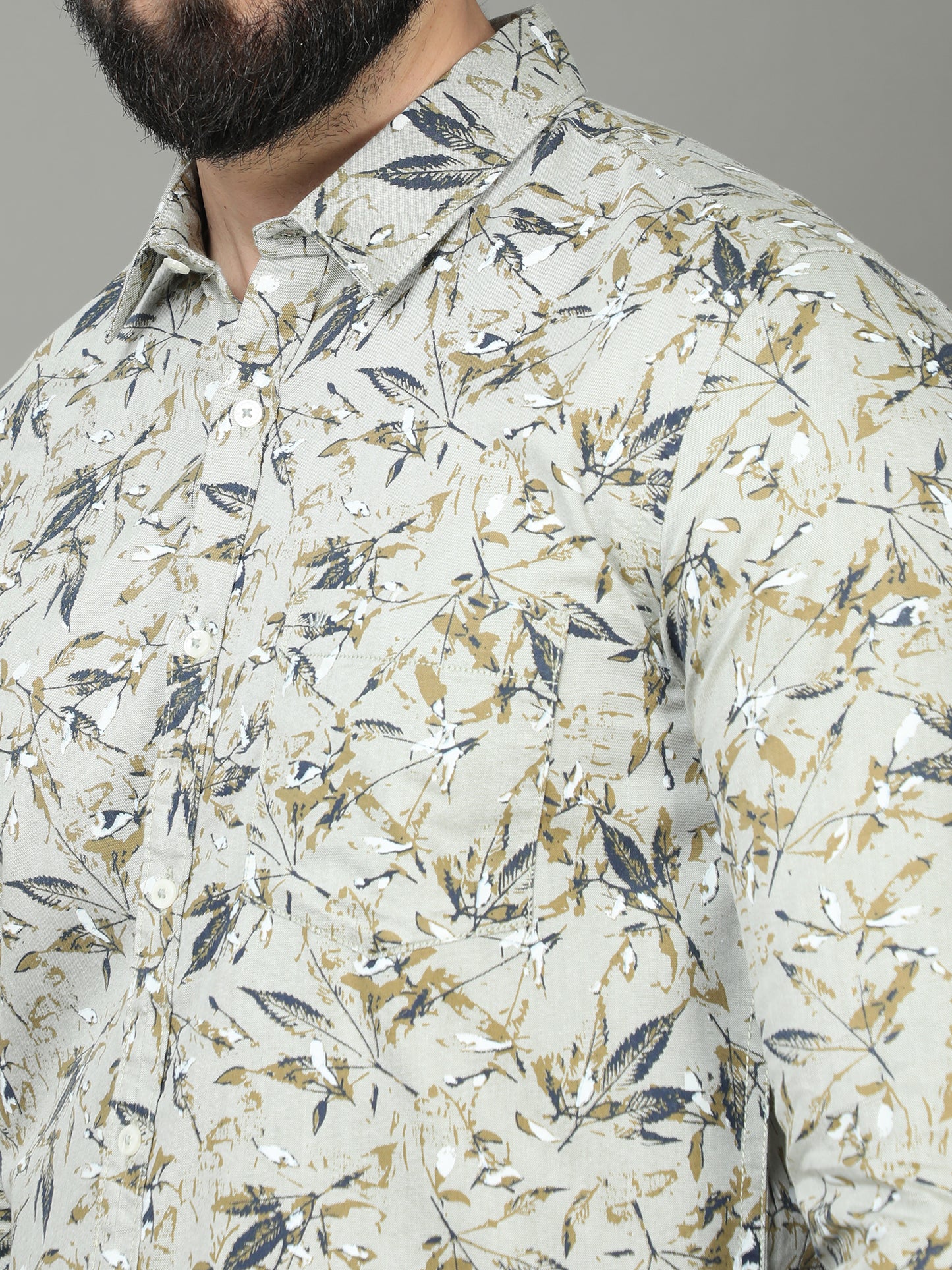 Skoda01 Mustard Floral Print Shirt